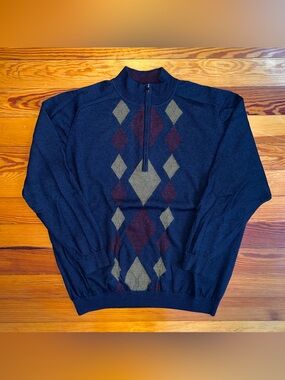 CUTTER & BUCK Wool Argyle Quarter Zip